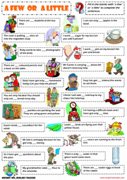 Quantifiers A Few and A Little ESL Exercises Worksheet