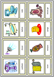 Bathroom Objects ESL Printable Vocabulary Learning Cards