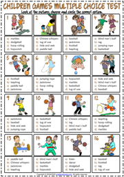 Children Games ESL Printable Multiple Choice Test For Kids