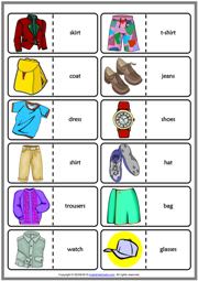 Clothes and Accessories ESL Printable Dominoes Game