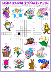 Easter Holiday ESL Crossword Puzzle Exercise Worksheet