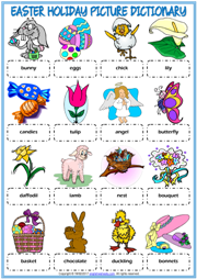 Easter Holiday ESL Picture Dictionary Worksheet For Kids