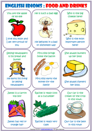 English Idioms ESL Study Cards About Food and Drinks