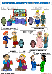 Greeting People Picture Dictionary ESL Worksheet