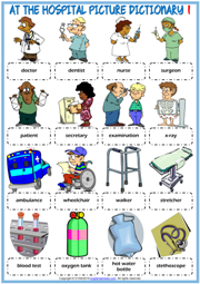 Hospital Vocabulary ESL Picture Dictionary Worksheets