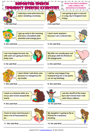 Indirect Speech ESL Grammar Exercise Worksheet
