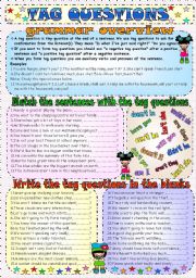 Tag Questions ESL Grammar Exercises Worksheet