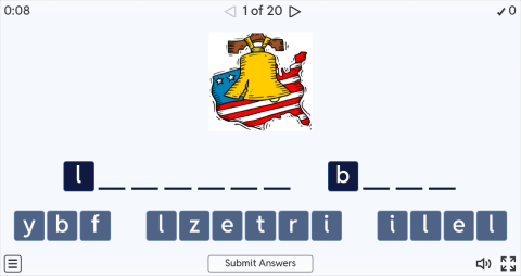 4th of July ESL Interactive Spell The Word Worksheet