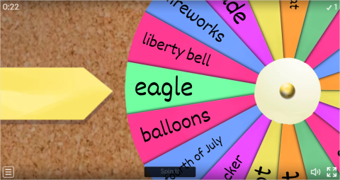 4th of July ESL Interactive Spin The Wheel Worksheet