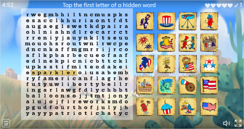 4th of July ESL Interactive Wordsearch Puzzle