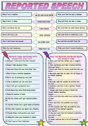 Reported Speech ESL Grammar Exercises Worksheet