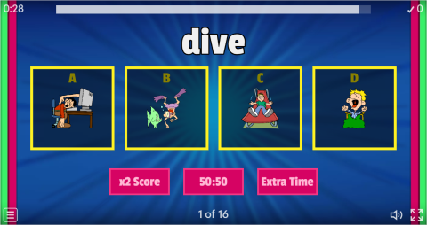 Action Verbs ESL Interactive Vocabulary Quiz Show