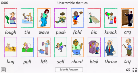 Action Verbs ESL Interactive Match Up Worksheet