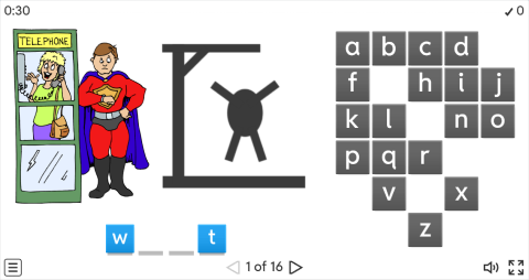 Action Verbs Vocabulary ESL Interactive Hangman Game