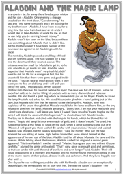 Aladdin and the Magic Lamp ESL Reading Text Worksheet For Kids