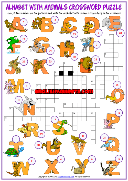 Alphabet Crossword Puzzle Worksheets Make free and printable
