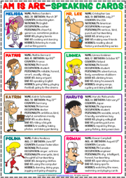Am Is Are ESL Printable Speaking Activity Cards