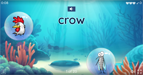 Animal Sounds ESL Vocabulary Flying Fruit Game