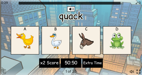 Animal Sounds ESL Interactive Vocabulary Quiz Show