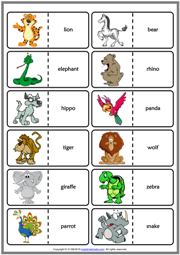 Animals ESL Printable Dominoes Game For Kids
