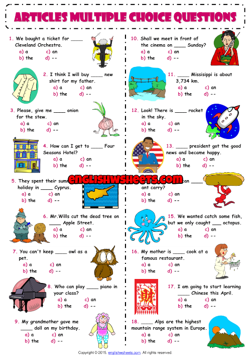 articles-esl-printable-multiple-choice-questions-worksheet