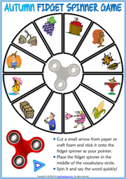 Autumn ESL Printable Fidget Spinner Game For Kids