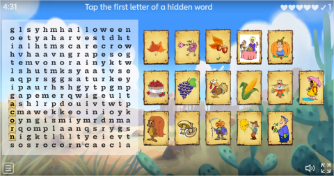 Autumn ESL Interactive Wordsearch Puzzle