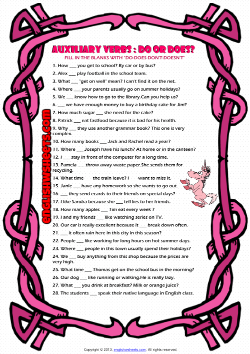 Do And Does Auxiliary Verbs