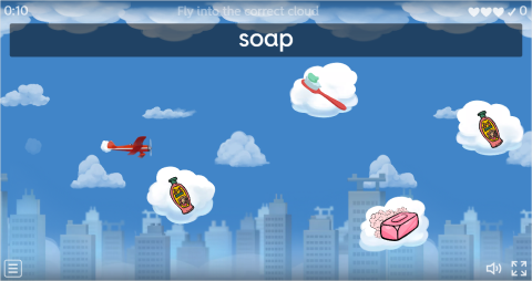 Bathroom Objects ESL Vocabulary Airplane Game