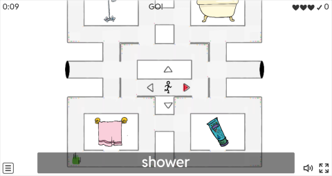 Bathroom Objects ESL Vocabulary Maze Chase Game