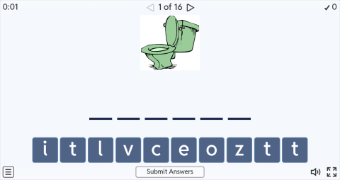 Bathroom Objects Interactive Spell The Word Worksheet