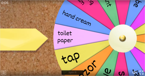 Bathroom Objects Interactive Spin The Wheel Worksheet
