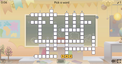 Bedroom Objects ESL Interactive Crossword Puzzle