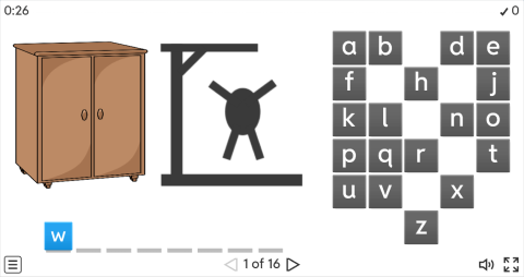 Bedroom Objects ESL Interactive Hangman Game
