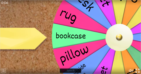 Bedroom Objects Interactive Spin The Wheel Worksheet