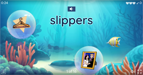 Bedroom Objects ESL Vocabulary Flying Fruit Game