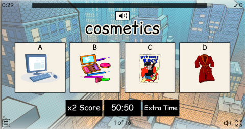 Bedroom Objects ESL Interactive Vocabulary Quiz Show