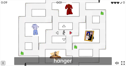 Bedroom Objects ESL Vocabulary Maze Chase Game