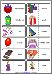 Birthdays ESL Printable Dominoes Game For Kids