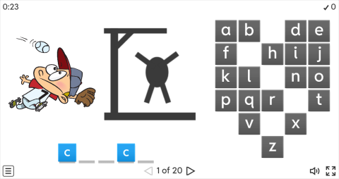 Body Movement Verbs ESL Interactive Hangman Game