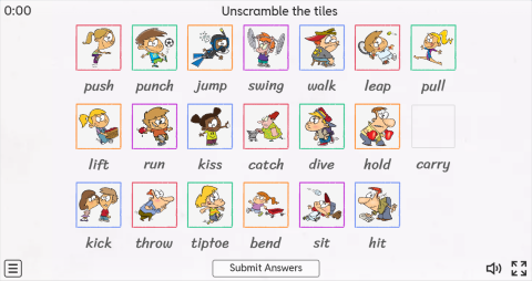 Body Movement Verbs Interactive Match Up Worksheet