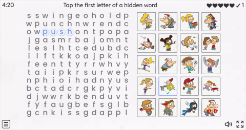 Body Movement Verbs ESL Interactive Wordsearch Puzzle