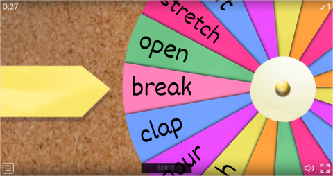 Body Movement Verbs Spin The Wheel Worksheet