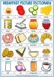 Breakfast ESL Printable Picture Dictionary Worksheet For Kids