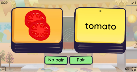 Breakfast ESL Vocabulary Pair or No Pair Worksheet