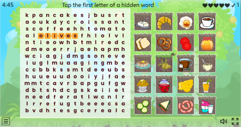 Breakfast Vocabulary ESL Interactive Wordsearch Puzzle