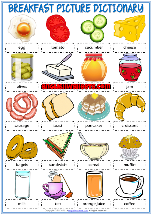 breakfast-esl-printable-picture-dictionary-worksheet-for-kids