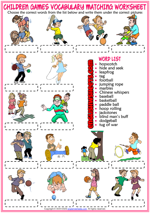 Esl Children's Worksheets