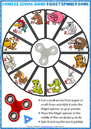 Chinese Zodiac Signs ESL Fidget Spinner Game For Kids