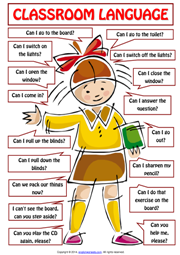Classroom Language For Students Poster Worksheet